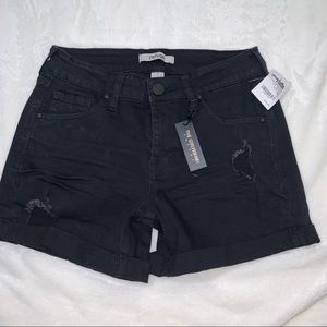 Black jean shorts